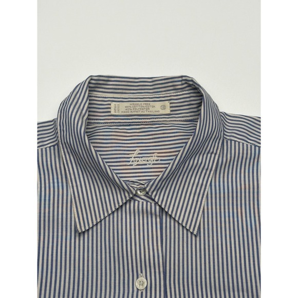 Foxcroft Women's Size 12 Blue & White Striped Wrinkle Free Long Sleeve Shirt - Picture 4 of 10